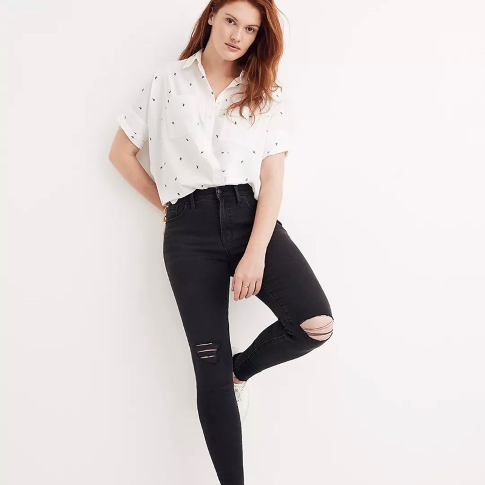 Madewell 9” mid-rise skinny jeans in black sea